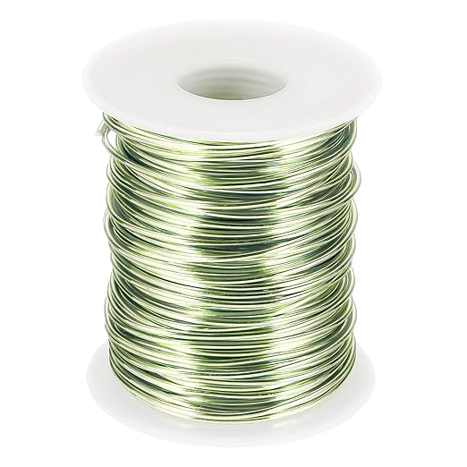 uxcell 16 Gauge / 1.5mm Anodized Aluminum Wire for Jewelry Craft Making, 102 Feet Bendable Flexible Wire for DIY Home Decor Gardening Sculpture, Grass Green
