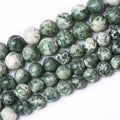 36pcs 10mm Natural Green Spot Stone Stone Beads for Jewelry Making Loose Spacer Round Beads DIY Bracelets Necklaces 15" (10mm, Green Spot Stone)