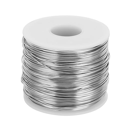 MECCANIXITY 18 Gauge Anodized Aluminum Craft Wire Bendable Bonsai Training Wire 492 Feet 1mm for Sculpting Crafts Wreath Floral Beading Jewelry Making, Silver Tone