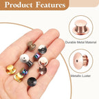 uxcell 40Pcs Metal Locking Pin Backs, Pin Keepers Locking Clasp Flat Head Clamp Needle Back Lock for DIY Brooch Crafts Badges Enamel Lapel, Rose Gold