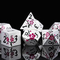 DND Metal Dice Set,7pcs Set Flower Metallic Dice Set with Box,RPG Polyhedral Dice for Table Game (Silver-Purple)