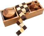BSIRI 3-in-One Puzzle Set - Challenging Brain Teasers and 3D Puzzles for Adults, Interlocking Games for IQ Test, Ideal for Patio Decor and Unique Gift for Chismas and Birthday, Small size