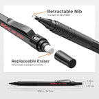 Nicpro 22PCS Art Mechanical Pencil Set, Black Artist Metal Drafting Pencil 0.5 & 0.7 & 0.9 mm & 2PCS 2mm Graphite Lead Holder(4B 2B HB 2H) for Drawing Writing Sketching With Lead Refills Erasers Case