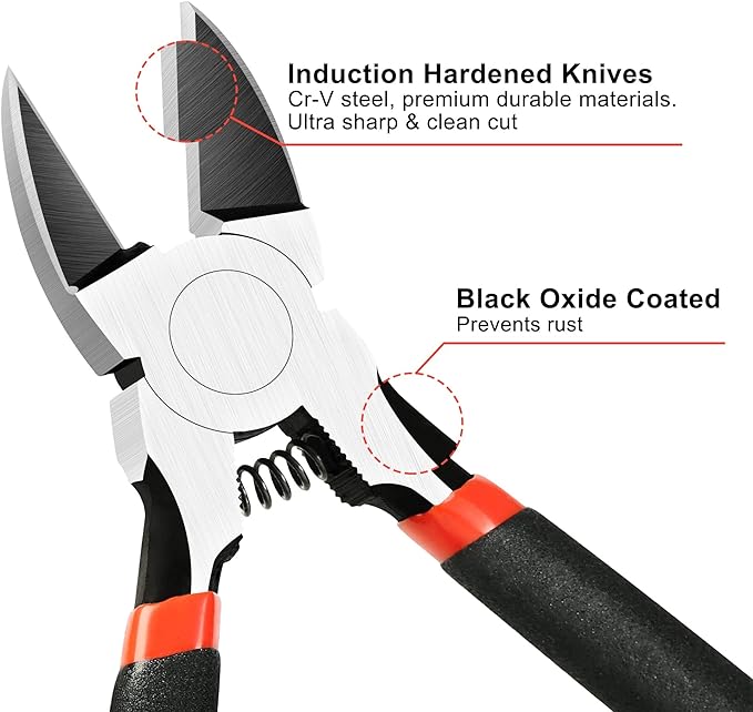 BOENFU Wire Cutters Heavy Duty 5 Pack Side Cutters 6 Inches Wire Snips Flush Cut Pliers Metal Cutting Tool for Crafting, Floral, Artificial Flowers, Chicken Wire, Electrical