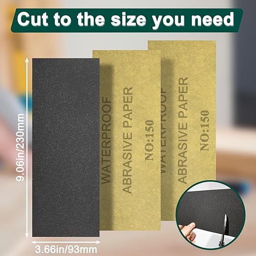 20PCS Sand Paper 150 Grit Sandpaper Sheets, 9 x 3.6 Inch Wet Dry Sandpaper Sheets, Sand Paper for Metal, Wood Furniture, Automotive and Crafts