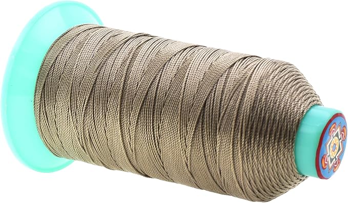 Mandala Crafts Bonded Nylon Thread Dark Beige Heavy Duty Sewing Threads - 415 YDs Size 346 210D T350 Tex 350 Thread for Leather Jeans Weaving Outdoor Marine Upholstery Threads