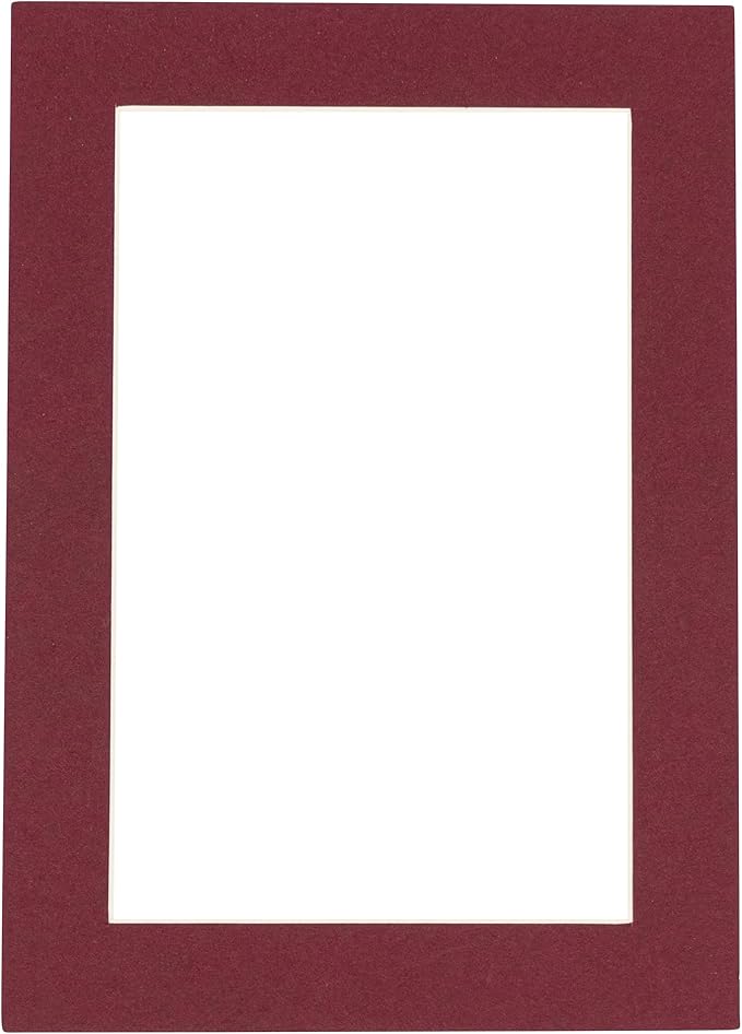 8.5x11 Mat Bevel Cut for 7x9 Photos - Acid Free Maroon Red Precut Matboard With Backing Board and Crystal Clear, Self Seal Photo Mat Bag - For Pictures, Photos, Framing - 4-ply Thickness
