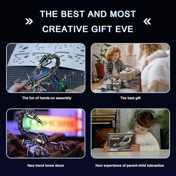 Mostarle Cyberpunk Rage Scorpion 3D Metal Puzzle, DIY Sci-Fi Model with with Glowing LED Core, Magnetic Assembly, Creative Gift & Futuristic Home Décor for Adults & Teens