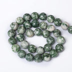 45pcs 8mm Natural Green Spot Stone Stone Beads for Jewelry Making Loose Spacer Round Beads DIY Bracelets Necklaces 15" (8mm, Green Spot Stone)