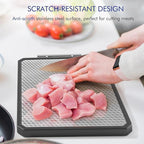 Stainless Steel Cutting Board, Scratch-resistant Cutting Board for Kitchen, 16 * 11 inch Double Sided Chopping Board, 304 Stainless Steel and Food-Grade Wheat Straw PP, Dishwasher Safe