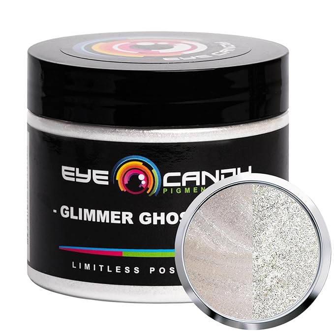 Eye Candy Pigments Premium Ghost Mica Powder - Glimmer White (50gr) - for Epoxy, Resin, Soap, Paint, Woodworking, Acrylic Pouring, Bath Bombs, Fishing Lures - DIY Arts and Crafts Additive