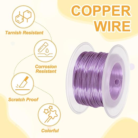 uxcell 20 Gauge / 0.8mm Anodized Aluminum Wire for Jewelry Craft Making, 102 Feet Bendable Flexible Wire for DIY Home Decor Gardening Sculpture, Light Purple