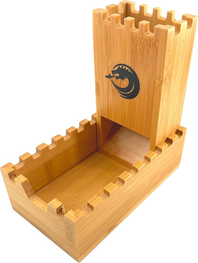 Bamboo Dice Tower DND Dice Roller, Foldable Magnetic Die Roller Castle for Dungeons and Dragons, Board Game, D&D Tabletop Game and RPG Games