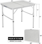 RedSwing Aluminum Folding Table 3 Feet Adjustable Height, Lightweight and Portable Camping Table, 36x24 Inches