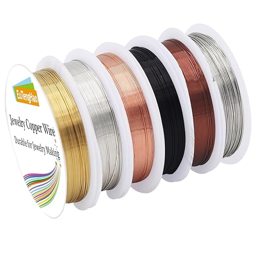 EuTengHao 6 Colors Jewelry Copper Wire Jewelry Beading Wire for Bracelet Necklaces Craft Jewelry Making Supplies (66 Yards,24 Gauge)