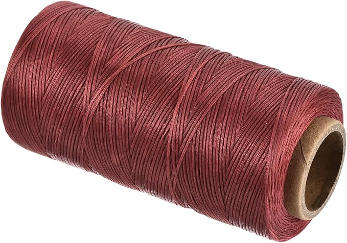 MECCANIXITY Waxed Thread,197 Yard 1mm 210D Flat Wax Thread Polyester Waxed String for Leather Sewing Hand Weaving Book Binding Home Decoration,Deep Red