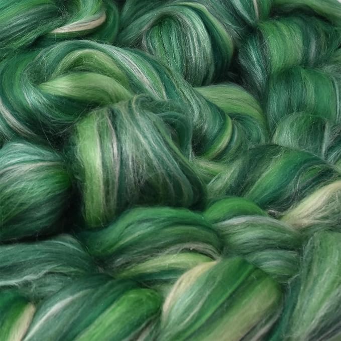 Merino Silk Luxe Tonal Designer Blend. Superfine Merino, Mulberry Silk, Tussah Silk. Top Roving for Spinning or Felting. Eden 4oz
