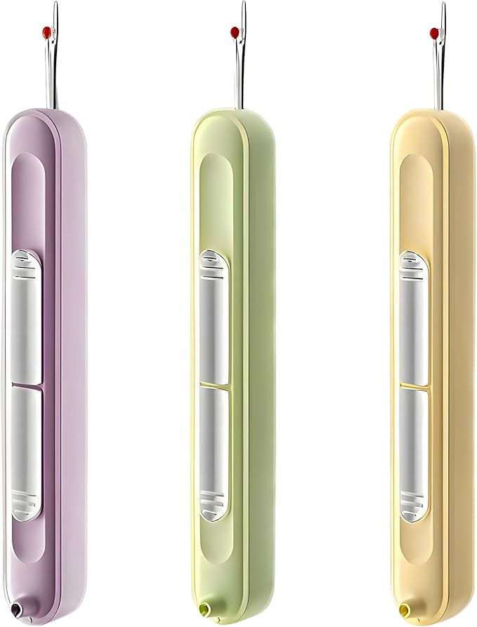 Upgraded 2 in 1 Automatic Needle Threaders Seam Ripper,Quilting Supplies Sewing Kit,Quick Sewing Machine Loop Needle Threaders (3PCS-Purple/Green/Yellow)