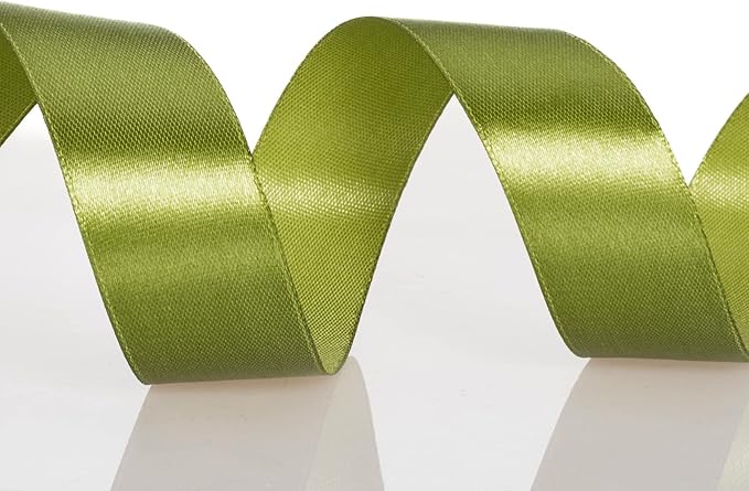 1 Inch Moss Green Solid Satin Ribbon, 50 Yards Craft Fabric Ribbon for Gift Wrapping Floral Bouquets Wedding Party Decoration