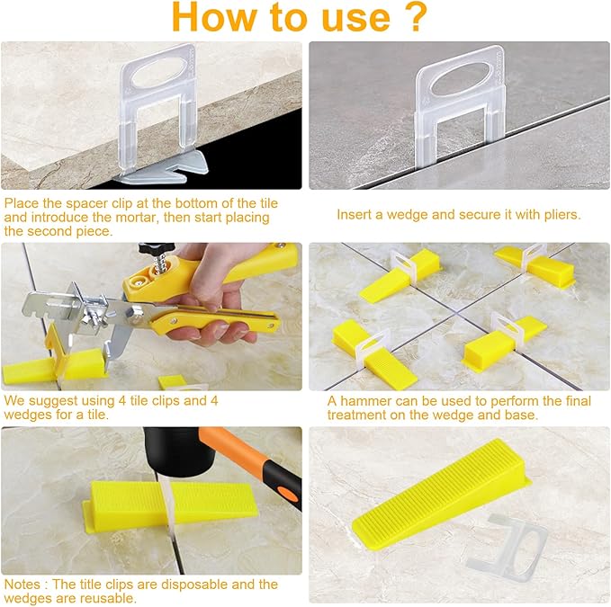 Storystore Tile Leveling System with Tile Pliers - 3000 Piece Tile Spacers Clips and 300 Piece Reusable Wedges, 1/8 Inch Tile Installation Tools Kit
