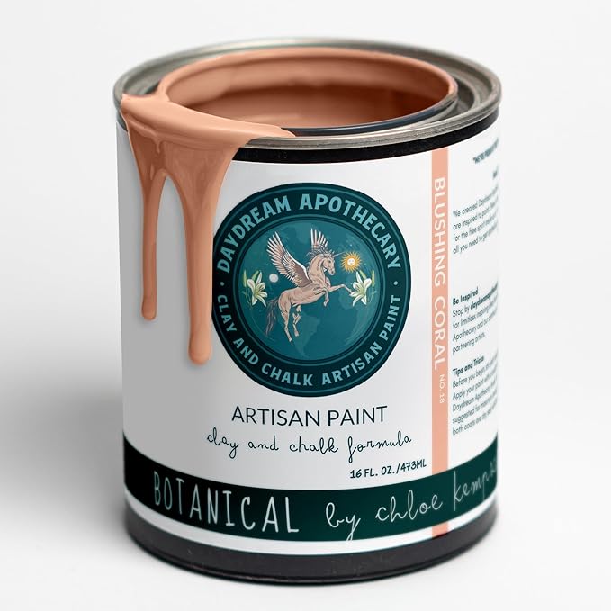 Daydream Apothecary Premium Chalk Style Paint for Furniture, Home Décor, Wood, DIY Interior Projects, Quick Dry, No Prep or Prime Needed, Matte Light Coral - 16oz