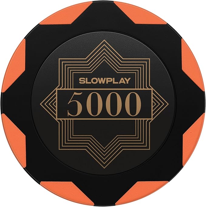 SLOWPLAY Nash Clay Poker Chips, 14 Grams Heavyweight Clay Composite, 40mm Large Chips in Bulk, Pack of 50 with Denomination of 5000