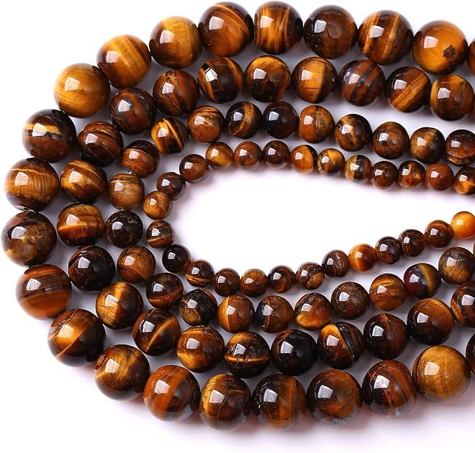 12mm 32pcs Natural Iron Yellow Tiger Eye Stone Beads for Jewelry Making Healing Energy Beads DIY Bracelet Necklace (12mm, Iron Yellow Tiger Eye Stone)