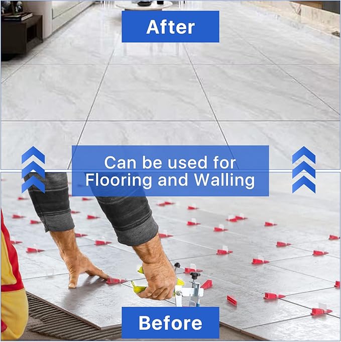 Tile Leveling System Clips Spacers Tile Leveler Clips DIY Tile Leveler Spacers 1000 Pcs 1/16" (1.5mm) for Professional Ceramic Tile and Stone Installation (1000 1/16")