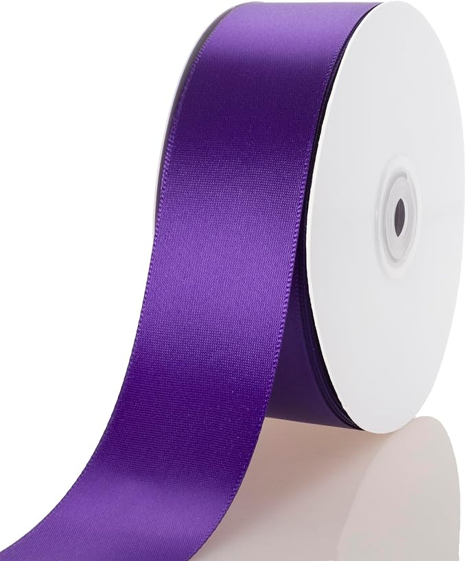 1-1/2 Inch Purple Ribbon, 50 Yards Craft Polyester Satin Ribbon Perfect for Gift Wrapping, Handmade Roses, Wedding Party Decorations and DIY Crafts