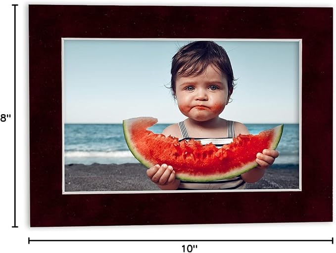 Poster Palooza Pack of 25 Acid Free 8x10 Mats Bevel Cut for 6x8 Photos - Dark Red Suede Precut Matboards For Pictures, Photos, Framing - 4-ply Thickness