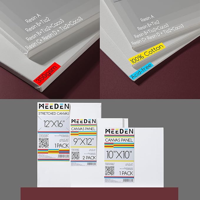 MEEDEN Oil Painting Kit, Painting Sets with Sketch Easel Box, Professional Art Paint Supplies Kit with Paint Brushes, Palette Knives, Canvases for Painting Supplies for Adults