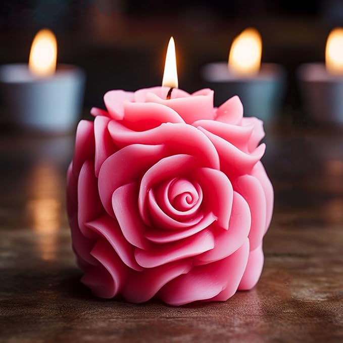 mdgfge Rose Pillar Candle Silicone Mold, Valentine's Day Handmade 3D Rose Candle Molds Flower Bouquet Soap Gypsum Resin Mold for Wedding Anniversary Crafts Decor Supplies
