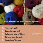 Pullu - Baby Alpaca Merino Wool Yarn Set of 3 Skeins (150 Grams) Worsted Weight - Sourced Directly from Peru - Heavenly Soft and Perfect for Knitting and Crocheting (Sunset)