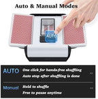 Automatic Card Shuffler, 1-2 Deck Playing Cards Shuffler, One Press Auto or Manual Shuffling Machine, Quiet for UNO Blackjack Bridge Phase 10 Skip-Bo, Rechargeable Portable for Travel, No Jams