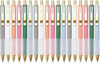 Linbsunne Ballpoint Pens Black Medium Point 1mm with Super Soft Grip Ball Point Pen for Men Women Retractable(gold-18 pcs)