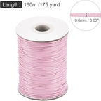MECCANIXITY Waxed Cord 0.8mm Waxed Polyester Cord 175 Yard Wax String for Bracelet Making,Necklaces, Beading,Jewelry Making and DIY Crafts(Light Pink)