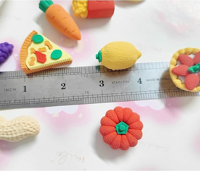 46PCS Mini Cute Fun 3D Erasers for Kids Bulk,Back to School Party Gifts (Food&3D, Little)