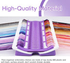 Lokunn Floss Organizer Embroidery, 50 Positions, Thread Organizers for Sewing and Cross Stitch Embroidery Thread, Plastic & Non-Woven Fabric, Purple, Comes with 15 Sticky Notes