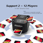 All-in-One Automatic Card Shuffler and Dealer,with 4 Remotes,Programmable Dealer,Card Shuffler 2 Deck,360° Rotation,Ultra Quiet,Rechargeable,up to 12 Players,for All Card Games (Jet Black)