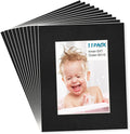 Egofine 8x10 Black Picture Mats Pack of 11, Frame Mattes for 5x7 Pictures, Acid Free, 1.2mm Thickness, with Core Bevel Cut
