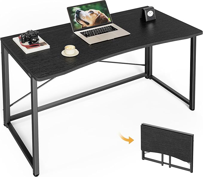 Huuger Folding Desk for Small Spaces, 39.3 Inch Foldable Computer Table, for Home Office, Study, Bedroom, Dorm, Space Saving, Small Writing Work Office Computer Desk, Easy to Fold, Black