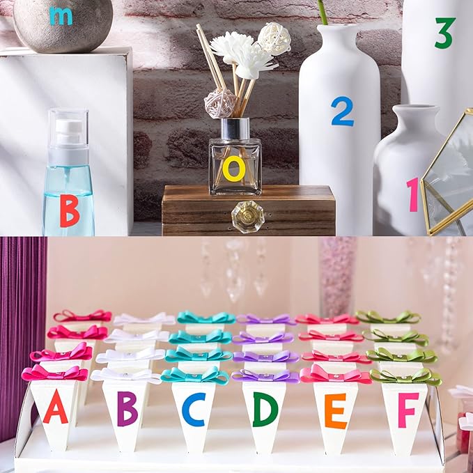 TaoBary 544 Pcs 2 Inch 16 Sheets Large Letter Stickers, Upper and Lower Case, Adhesive Vinyl Alphabet Sticker for Bulletin Board, Poster, Bottle, DIY, Notebook(Colorful,2 Inch)