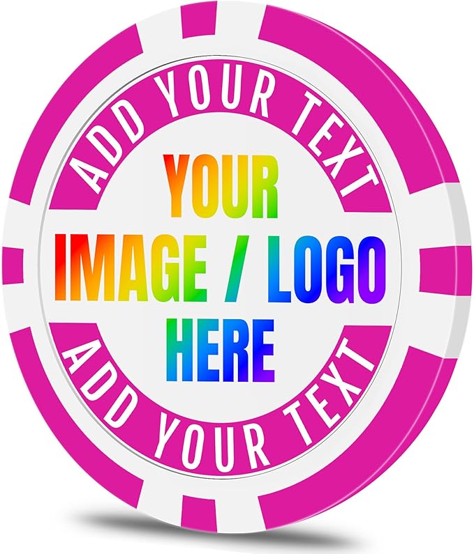 50 Custom Poker Chips, Personalized with Your own Logo, Photo or Text - 11.5g Casino Chips for Poker Gram, Tournaments, Business Card, Token
