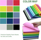 60 Pack EVA Foam Sheets, 12 x 8 Inch, 1mm Thick, Assorted 15 Colors Crafting Sponge Foam Paper for School Scrapbooking and DIY Craft Projects