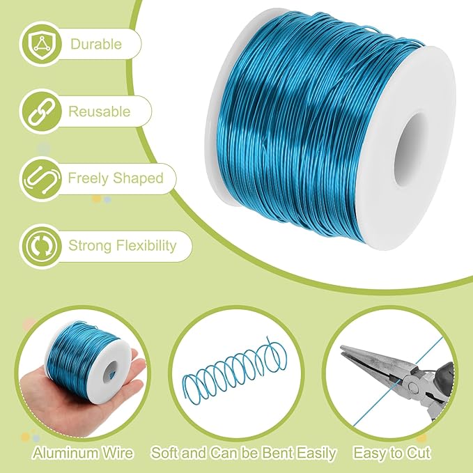 MECCANIXITY 18 Gauge Anodized Aluminum Craft Wire Bendable Bonsai Training Wire 492 Feet 1mm for Sculpting Crafts Wreath Floral Beading Jewelry Making, Blue
