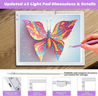 Wireless Rechargeable A3 Light Pad with Carry Bag,Diamond Art Light Board 2500mAh Battery,3 Color Temperatures and Stepless Dimming,Light Box for Tracing,Diamond Painting,Weeding Vinyl