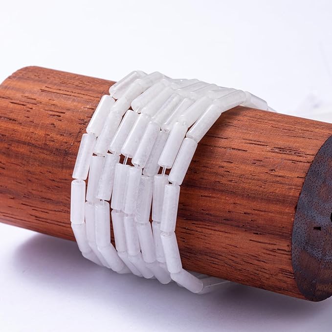 Natural White Agate Cylinder Tube Beads 4x13mm 38cm/str Loose Semi Gemstone Stone Beads for Making Bracelets Necklace Earrings