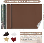Leather Repair Tape, 16x79 inch Leather Patches for Furniture, Self Adhesive Leather Repair Patch for Sofas, Couches, Leather Covers, Seats, Chairs, Vinyl Repair Tape Dark Brown