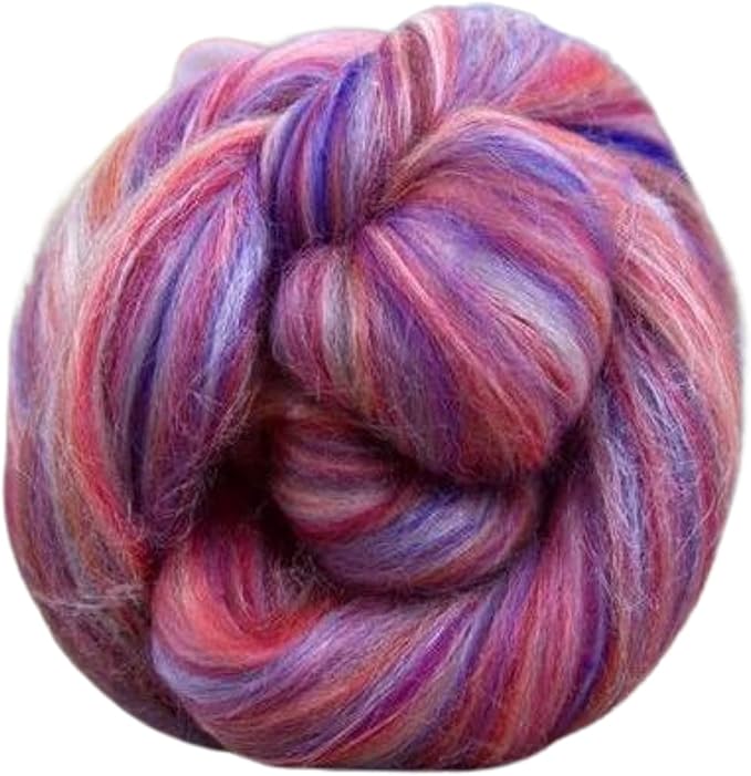 Revolution Fibers – Constellation Range Roving (8 Ounces) | Multicolored Tonal Blend of 70% Dyed Merino and 30% Tussah Silk Combed Top | Soft Fiber for Felting, Spinning, Knitting (Hydra Pink)