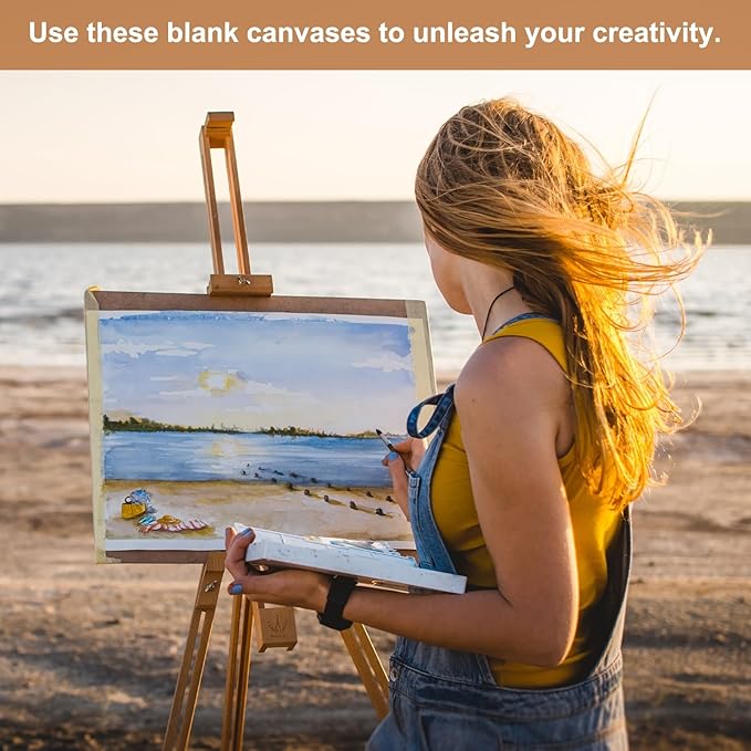 MECCANIXITY Canvas Boards for Painting, 12x12 Cotton Blank Primed Art Canvas Panels Acid-Free for Painting Supplies Oil Acrylic Tempera Watercolor Pouring Paint Artists(White, Pack of 5)